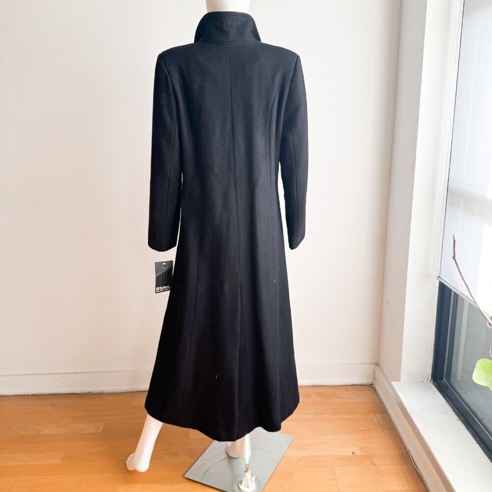 Vintage 90s Ellabee Deadstock Black Wool Blend Maxi Minimalist Coat 10 - Picture 6 of 8